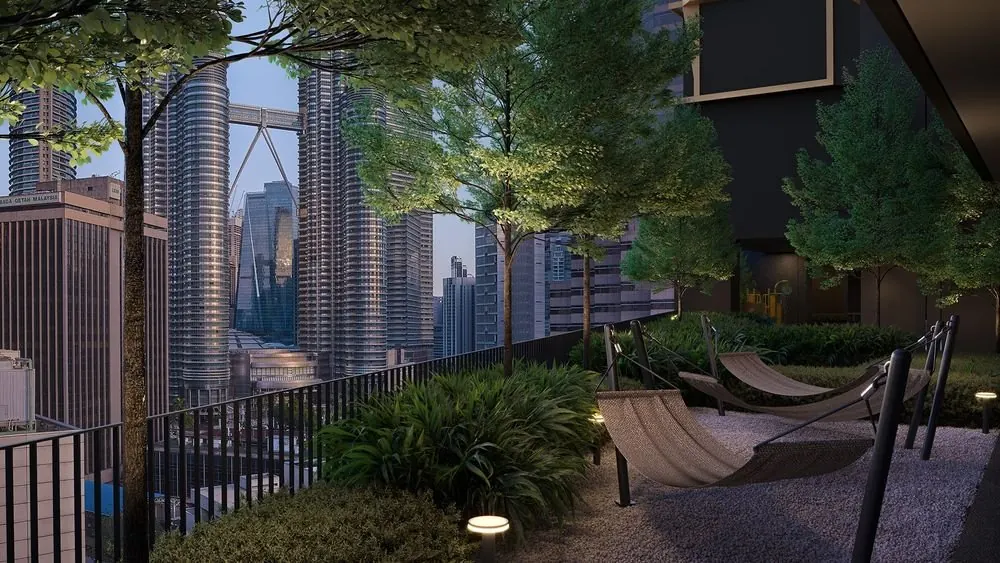Hammock Garden with Twin Towers